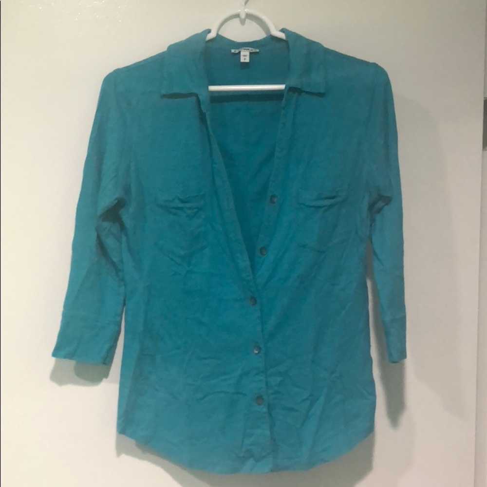 Express three quarter sleeve button down shirt